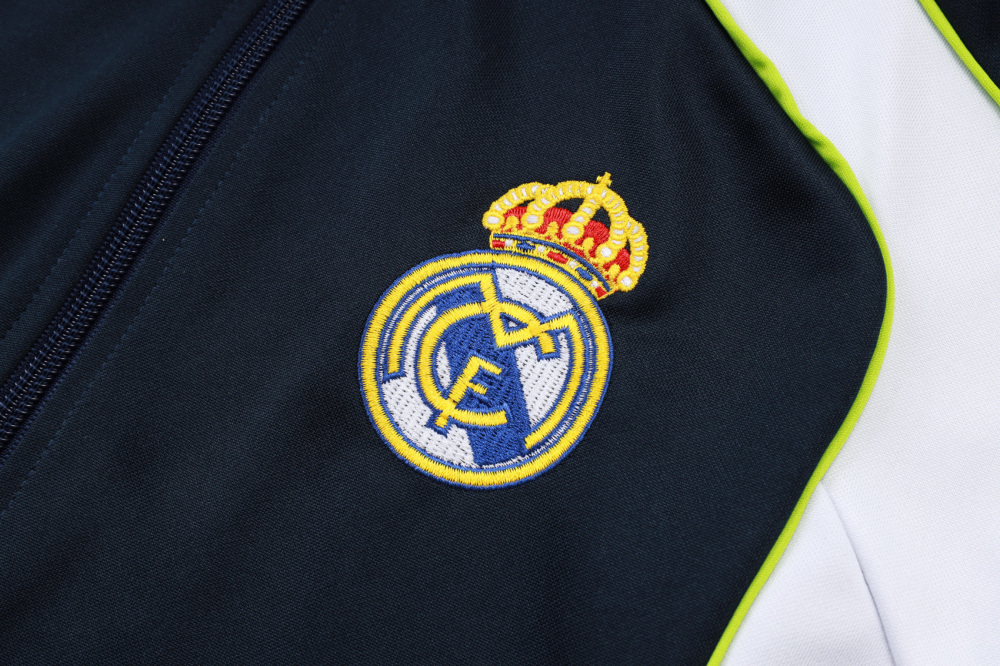 2025/2026 Real Madrid Dark Blue Retro Long Zipper Long Sleeve Training Kit