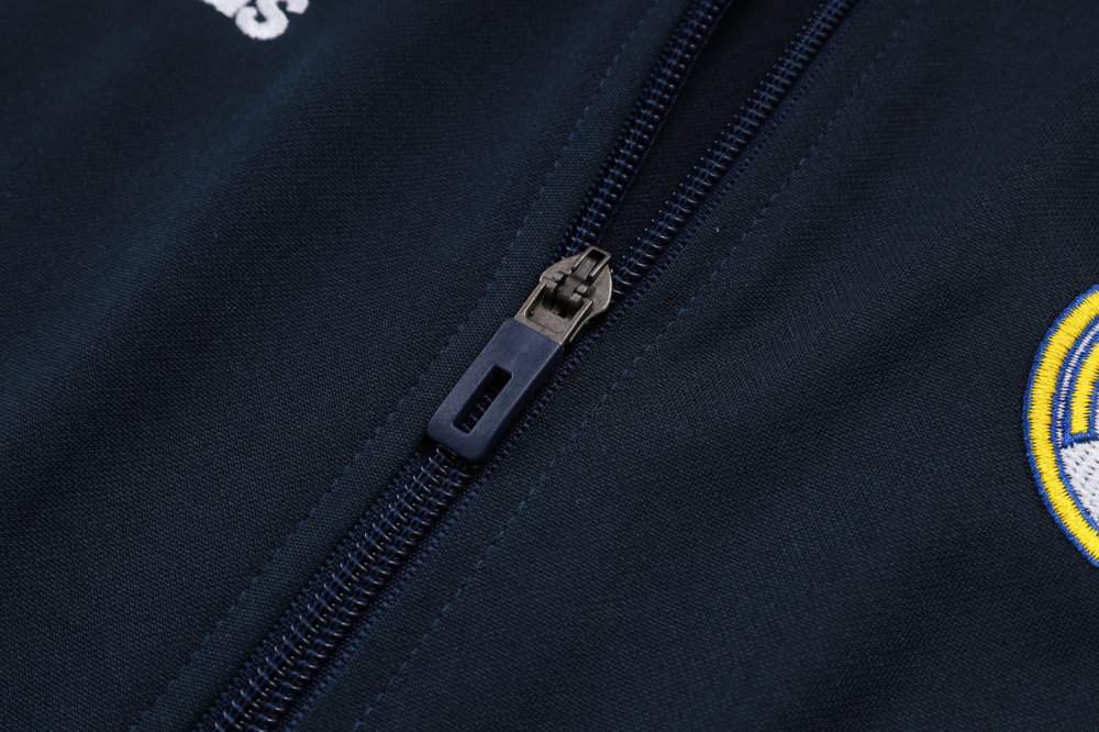 2025/2026 Real Madrid Dark Blue Retro Long Zipper Long Sleeve Training Kit
