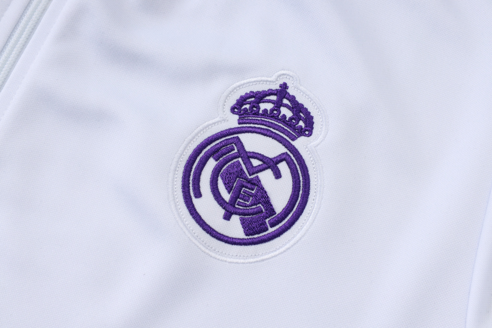 2025/2026 Real Madrid White Retro Long-Zip Long-Sleeve Training Kit