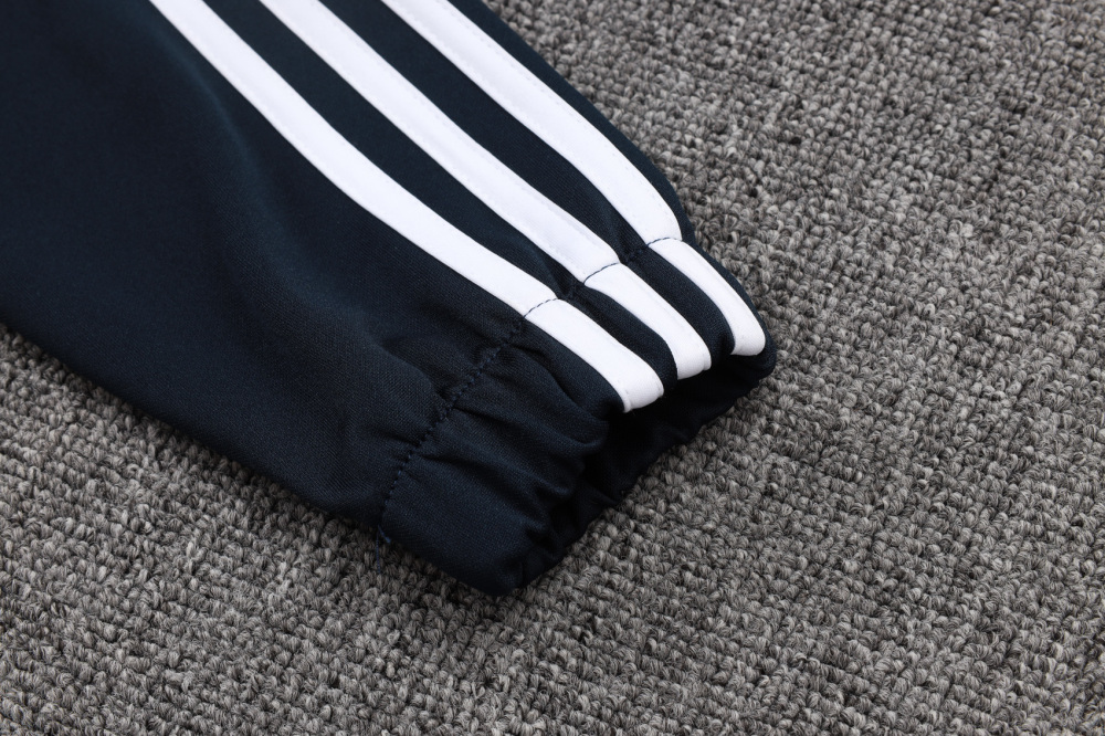 2025/2026 Real Madrid Dark Blue Retro Long Zipper Long Sleeve Training Kit