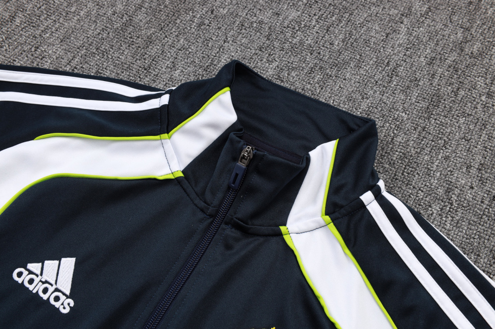 2025/2026 Real Madrid Dark Blue Retro Long Zipper Long Sleeve Training Kit