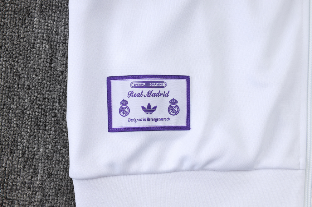 2025/2026 Real Madrid White Retro Long-Zip Long-Sleeve Training Kit