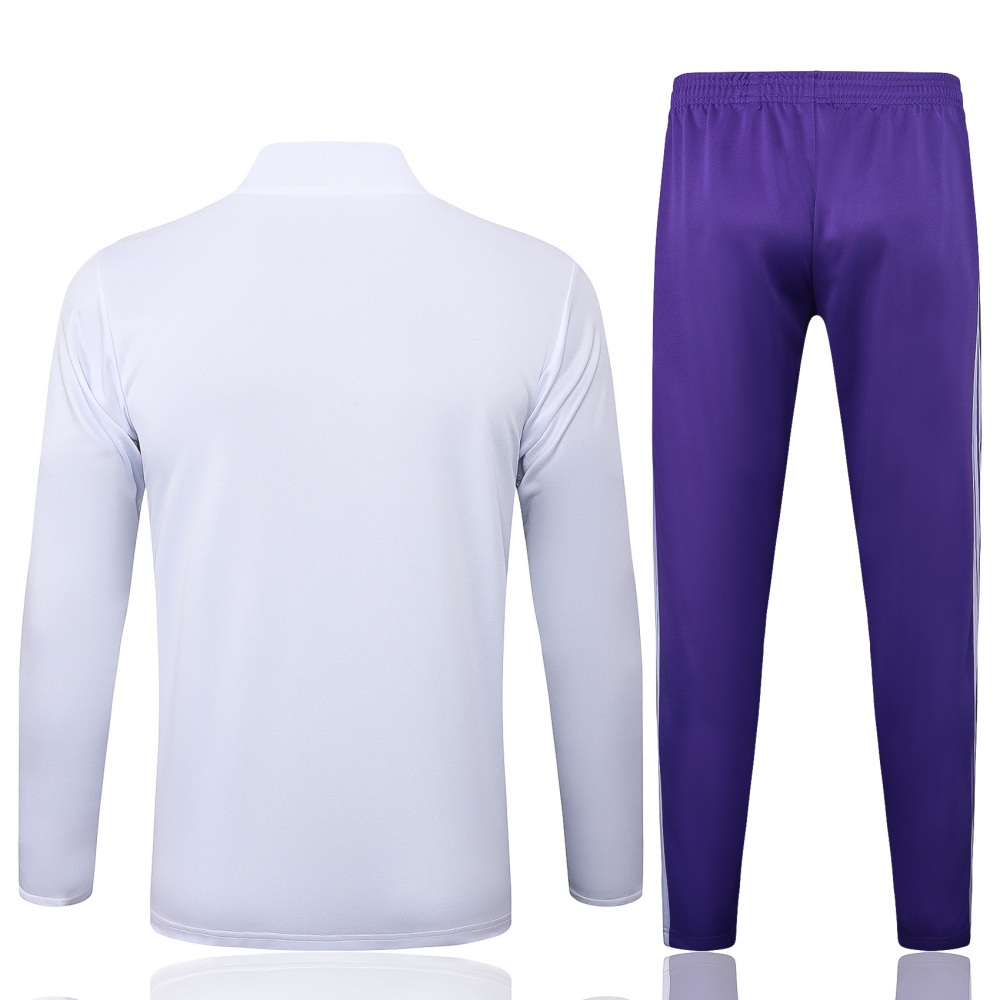 2025/2026 Real Madrid White and Purple Retro Half-Zip Long-Sleeve Training Kit