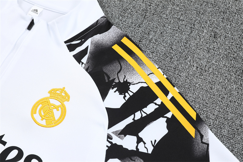 2025/2026 Real Madrid White Camouflage Half-Zip Long-Sleeve Training Kit