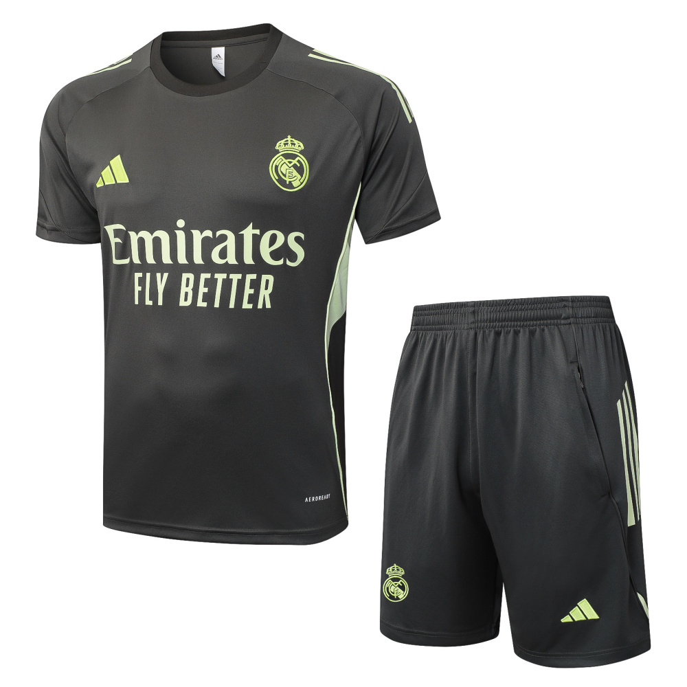 2025/2026 Real Madrid Grey-Green Short-Sleeve Training Kit
