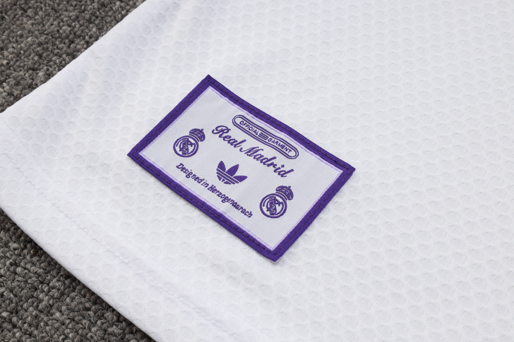 2025/2026 Real Madrid White and Purple Retro Short-Sleeve Training Kit