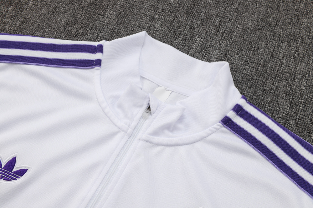2025/2026 Real Madrid White and Purple Retro Half-Zip Long-Sleeve Training Kit