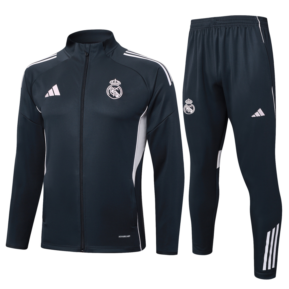 2025/2026 Real Madrid Dark Grey Long-Zip Long-Sleeve Training Kit