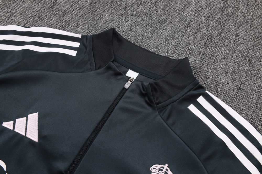 2025/2026 Real Madrid Dark Grey Half-Zip Long-Sleeve Training Kit