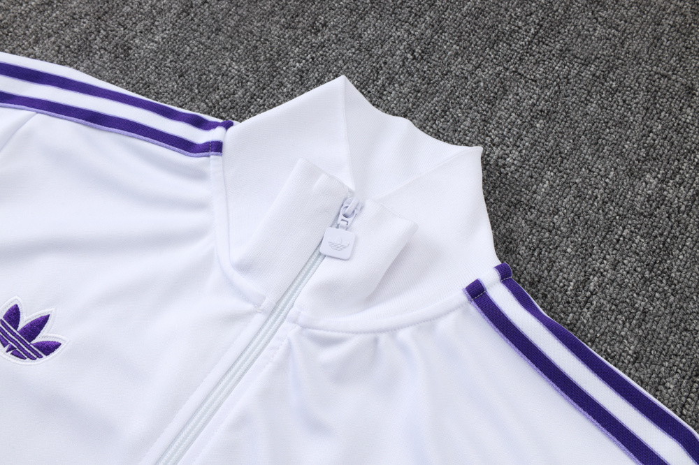 2025/2026 Real Madrid White Retro Long-Zip Long-Sleeve Training Kit