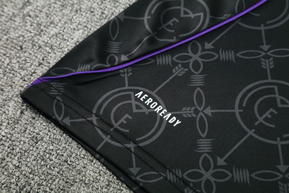 2025/2026 Real Madrid Black and Purple Short-Sleeve Training Kit