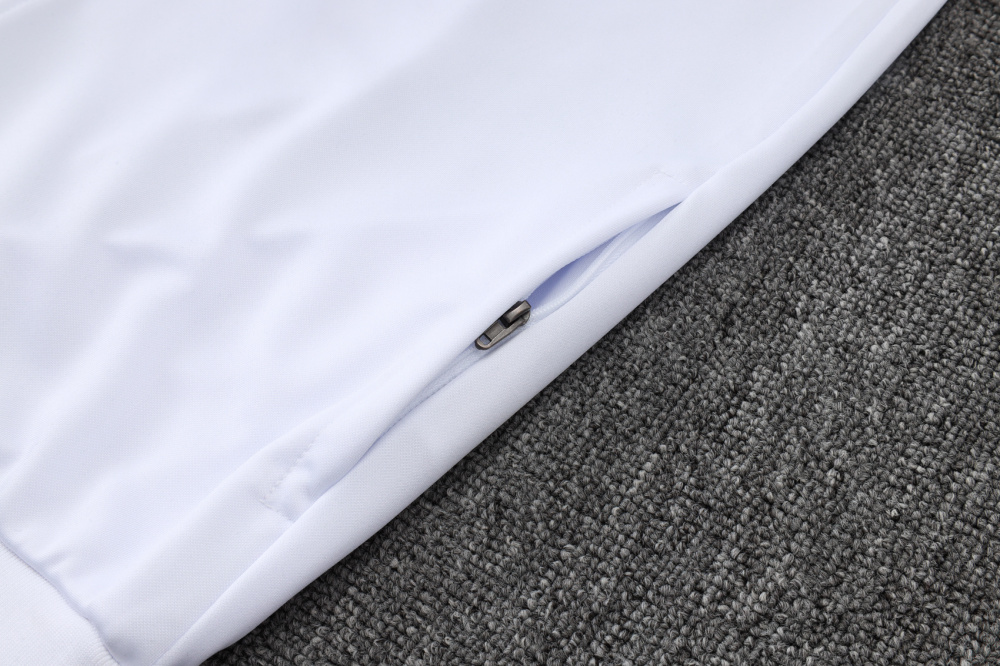 2025/2026 Real Madrid White Retro Long-Zip Long-Sleeve Training Kit