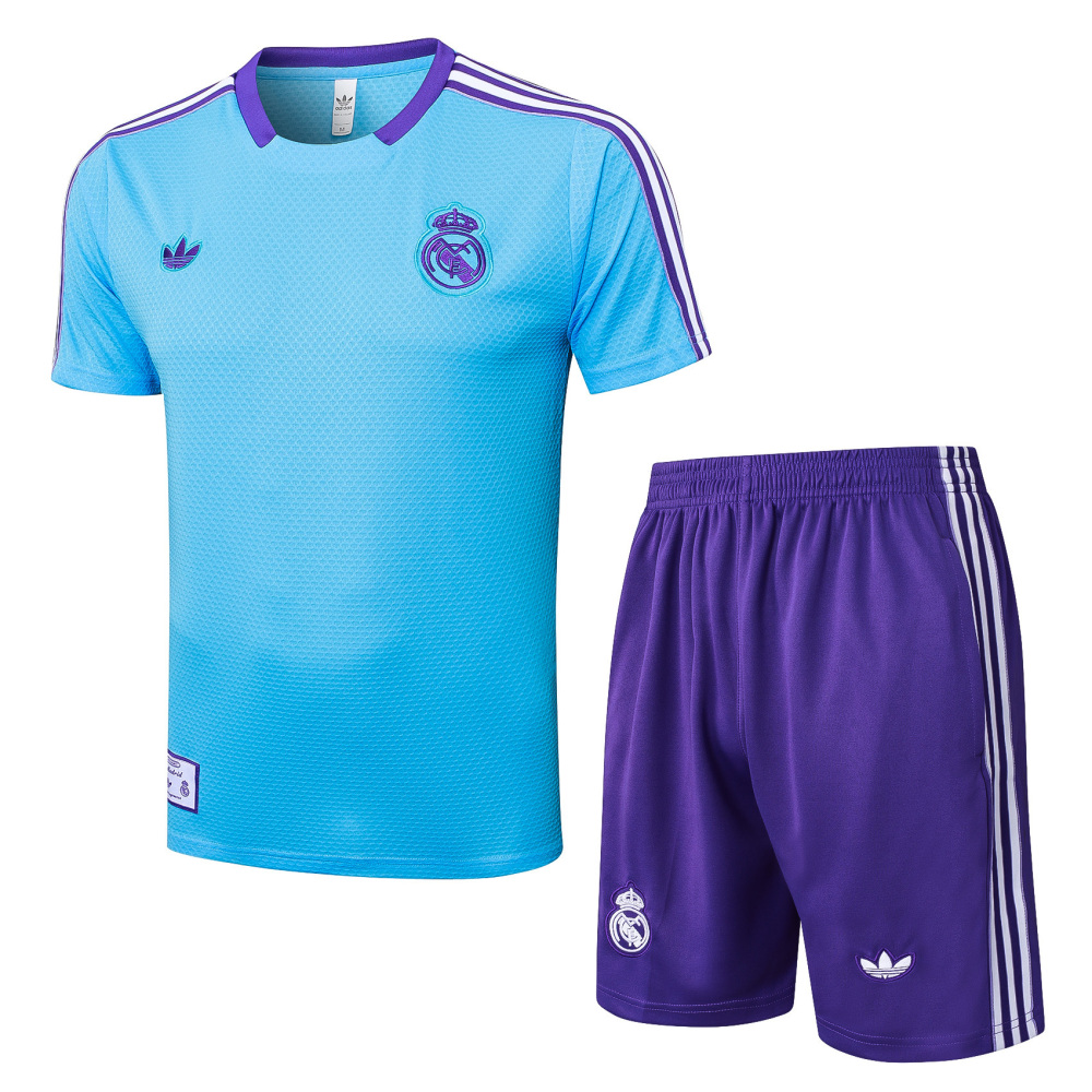 2025/2026 Real Madrid Blue-Green Retro Short-Sleeve Training Kit
