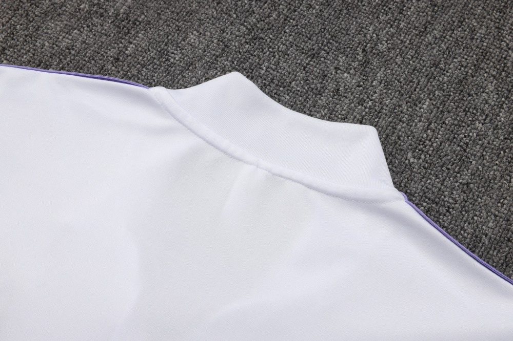 2025/2026 Real Madrid White and Purple Retro Half-Zip Long-Sleeve Training Kit