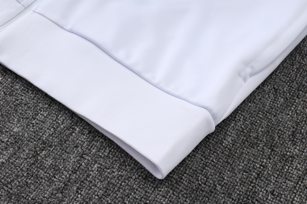 2025/2026 Real Madrid White Retro Long-Zip Long-Sleeve Training Kit