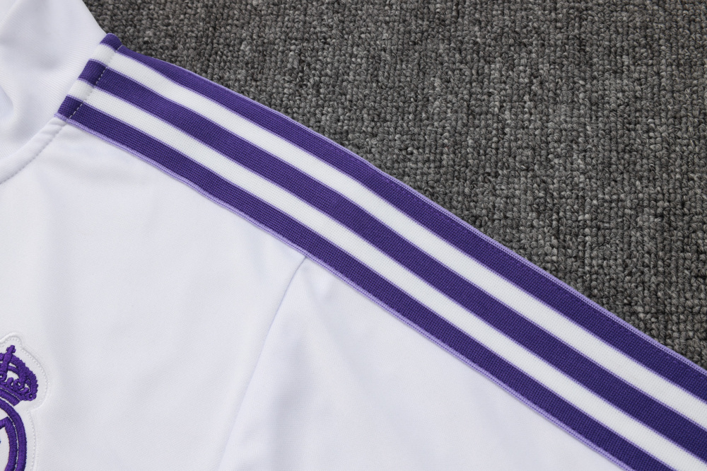 2025/2026 Real Madrid White and Purple Retro Half-Zip Long-Sleeve Training Kit