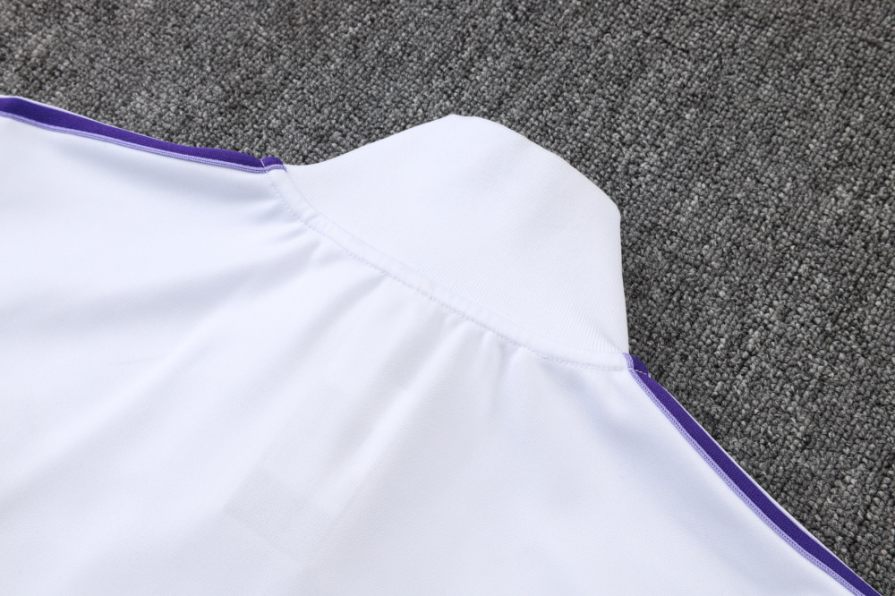 2025/2026 Real Madrid White Retro Long-Zip Long-Sleeve Training Kit