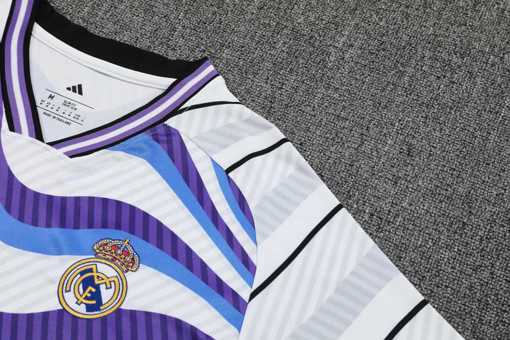 2025/2026 Real Madrid Blue and White Ink Short-Sleeve Training Kit