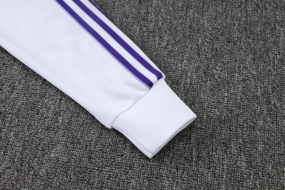 2025/2026 Real Madrid White Retro Long-Zip Long-Sleeve Training Kit