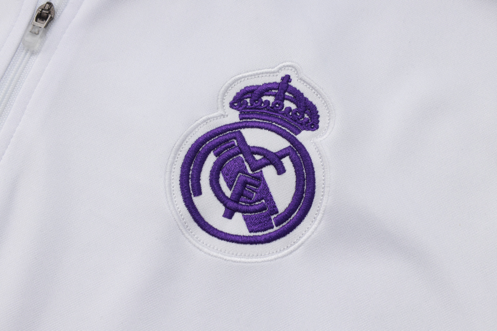 2025/2026 Real Madrid White and Purple Retro Half-Zip Long-Sleeve Training Kit