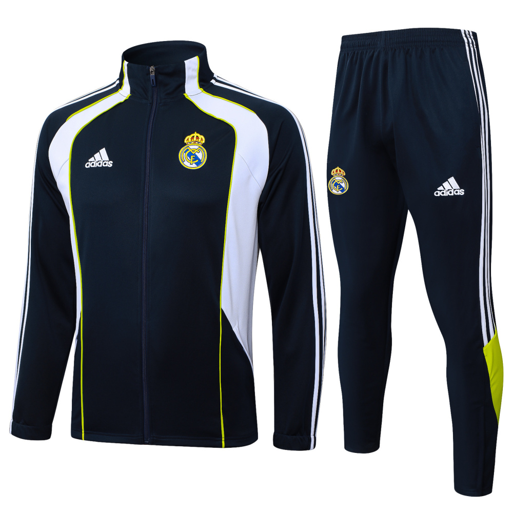 2025/2026 Real Madrid Dark Blue Retro Long Zipper Long Sleeve Training Kit