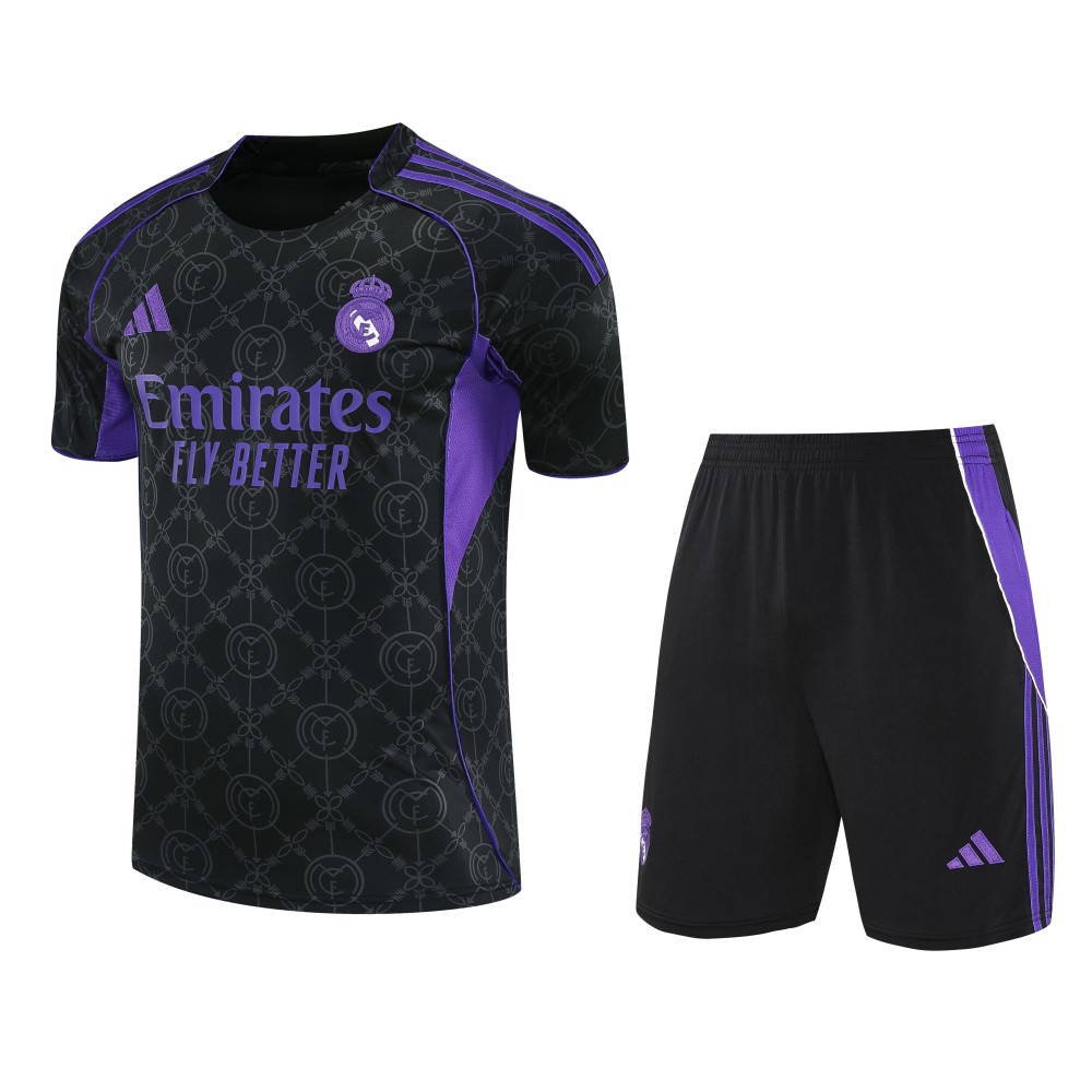 2025/2026 Real Madrid Black and Purple Short-Sleeve Training Kit
