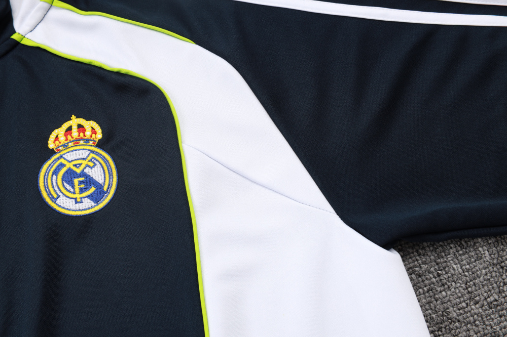 2025/2026 Real Madrid Dark Blue Retro Long Zipper Long Sleeve Training Kit