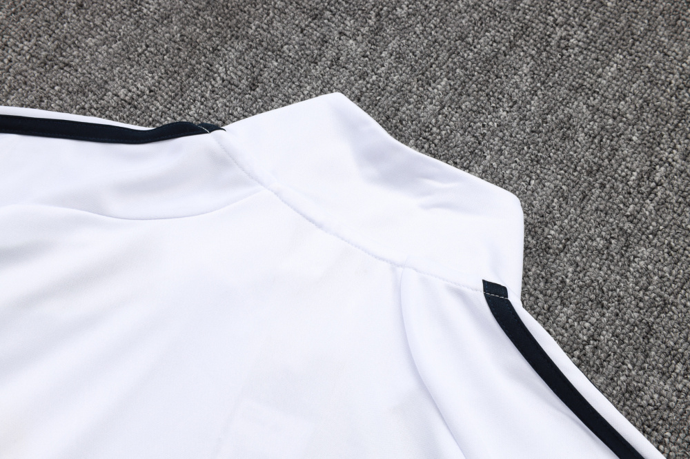 2025/2026 Real Madrid White Retro Half-Zip Long-Sleeve Training Kit
