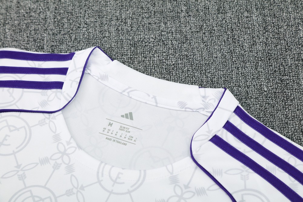 2025/2026 Real Madrid White and Purple Short-Sleeve Training Kit