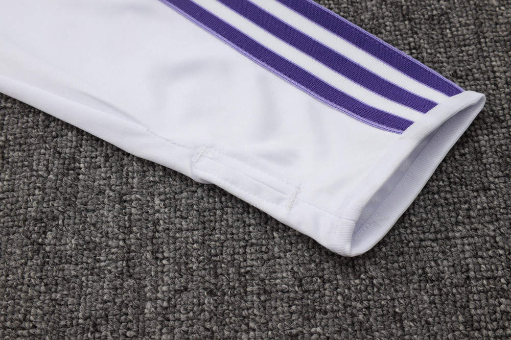 2025/2026 Real Madrid White and Purple Retro Half-Zip Long-Sleeve Training Kit