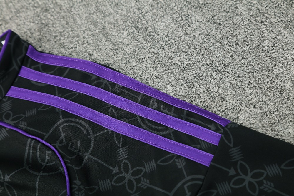 2025/2026 Real Madrid Black and Purple Short-Sleeve Training Kit