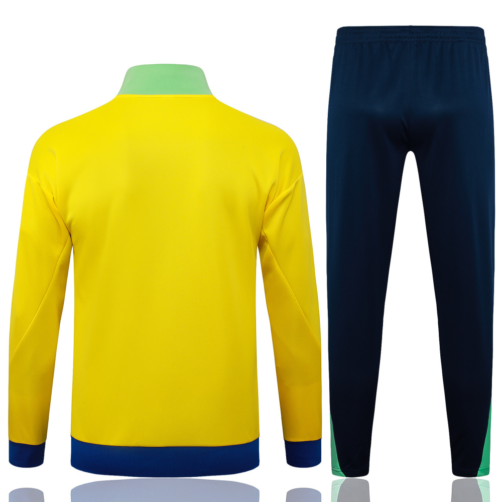 2025 Brazil Yellow Long-Zip Long-Sleeve Training Suit Kit