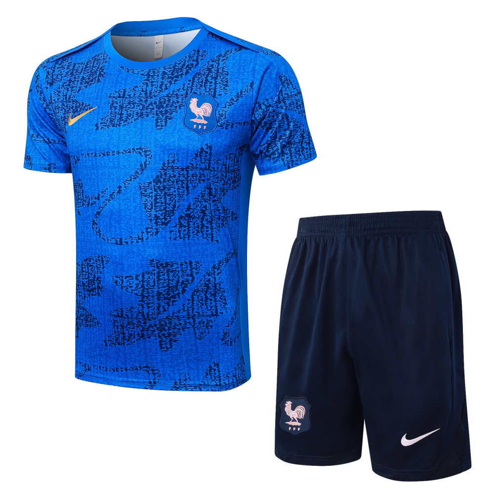 2025 French Blue Short-Sleeve Training Suit Set