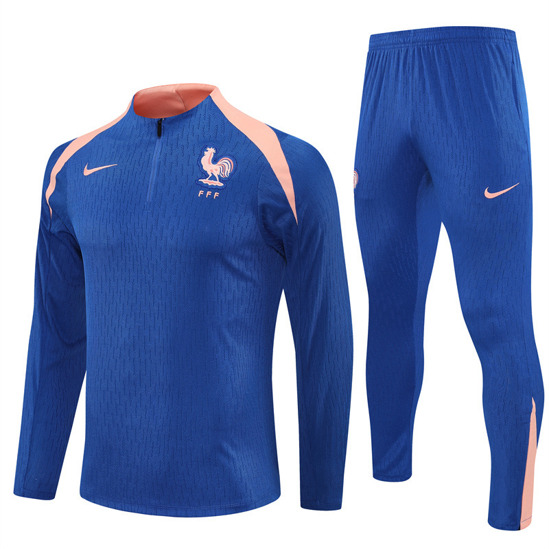 2025 French Blue Half-Zip Long-Sleeve Training Suit Kit