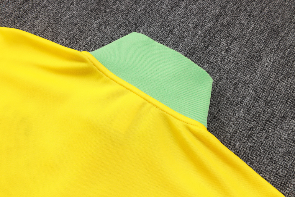 2025 Brazil Yellow Long-Zip Long-Sleeve Training Suit Kit