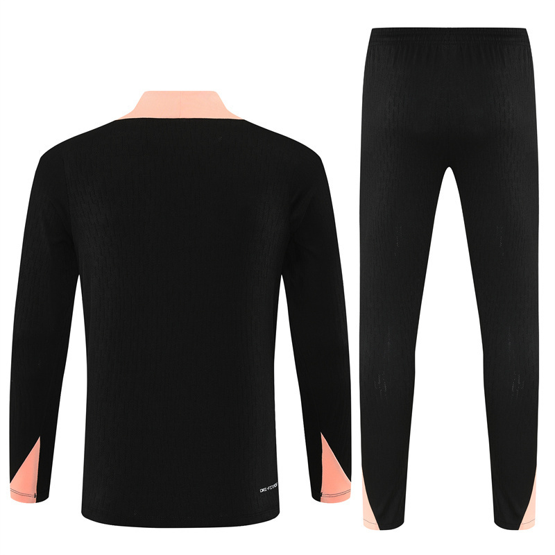 2025 French Black Half-Zip Long-Sleeve Training Suit Kit