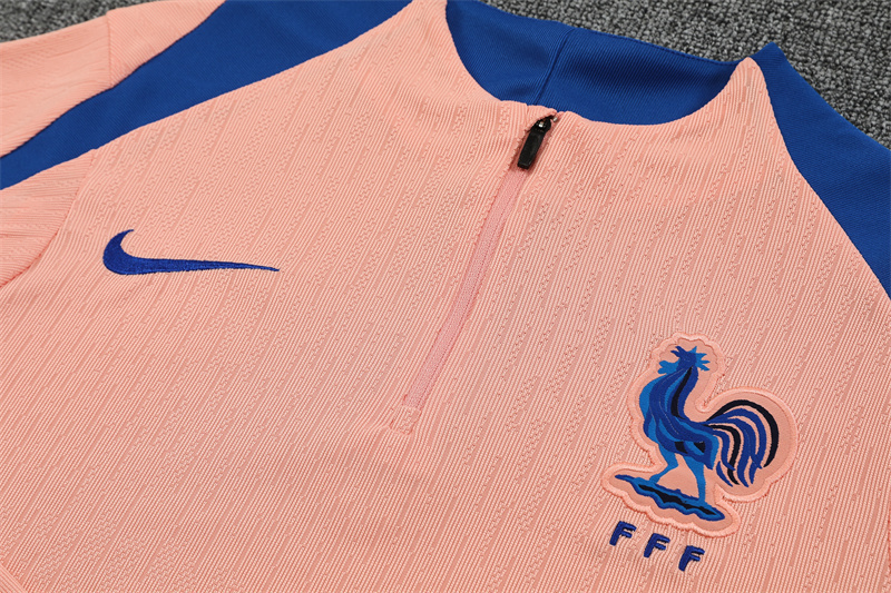 2025 French Light Pink Half-Zip Long-Sleeve Training Suit Set