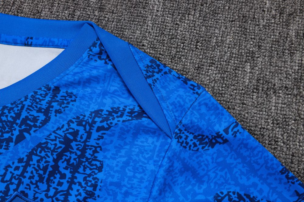 2025 French Blue Short-Sleeve Training Suit Set