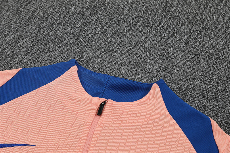 2025 French Light Pink Half-Zip Long-Sleeve Training Suit Set