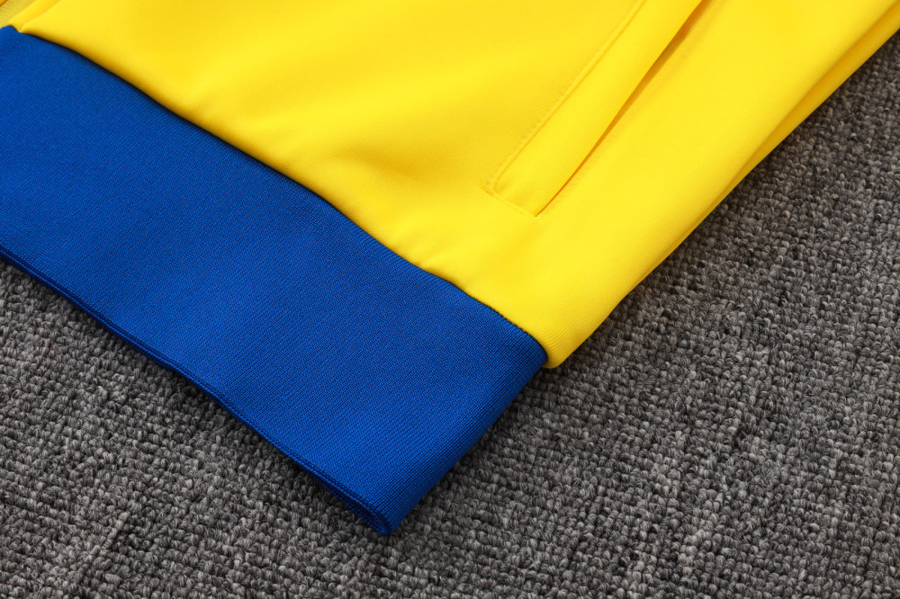 2025 Brazil Yellow Long-Zip Long-Sleeve Training Suit Kit