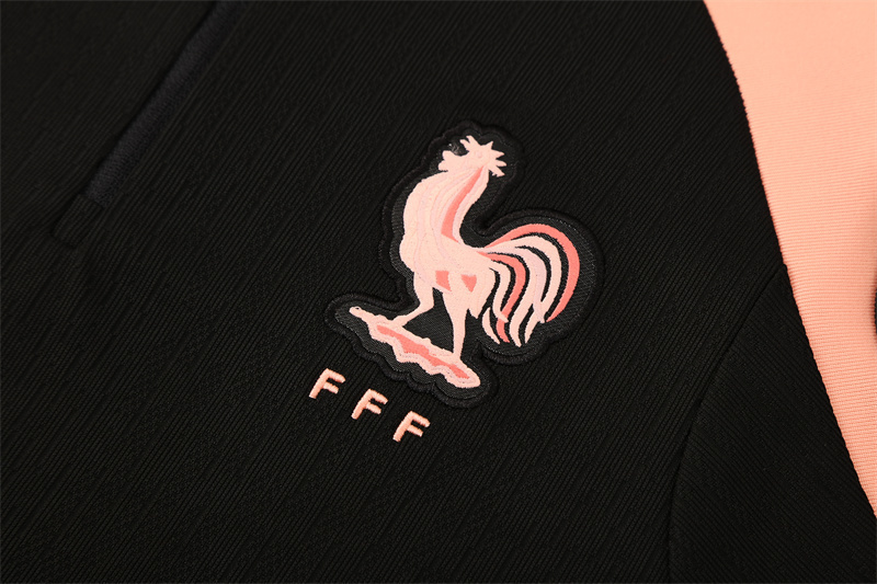 2025 French Black Half-Zip Long-Sleeve Training Suit Kit