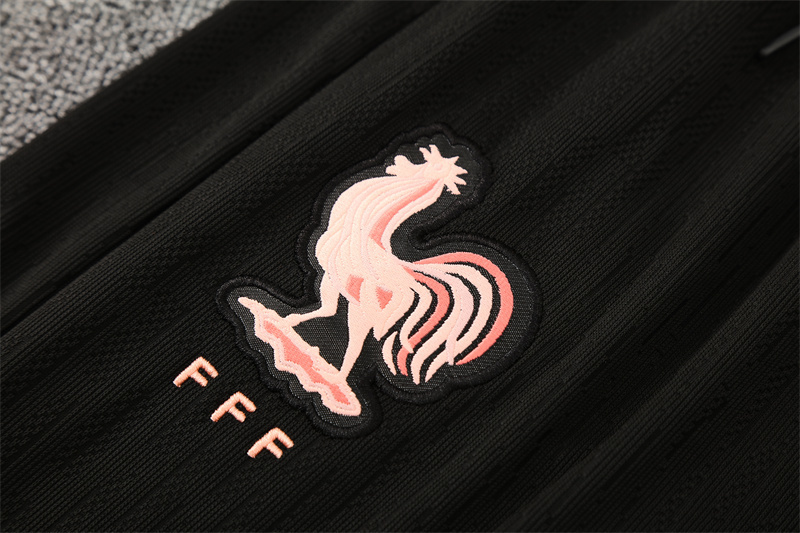 2025 French Black Half-Zip Long-Sleeve Training Suit Kit