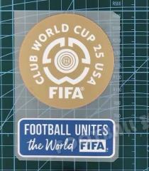 club world cup 25 usa badge & football unites the world (white) badge