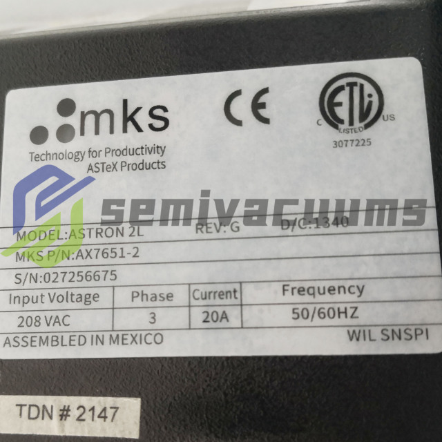 MKS REMOTE PLASMA SOURCES ASTRON 2L  AX7651-2 RPS USED