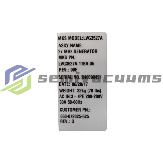 MKS RF GENERATOR LVG3527 LVG3527A-11BA-05 PN:660-072825-625 Used