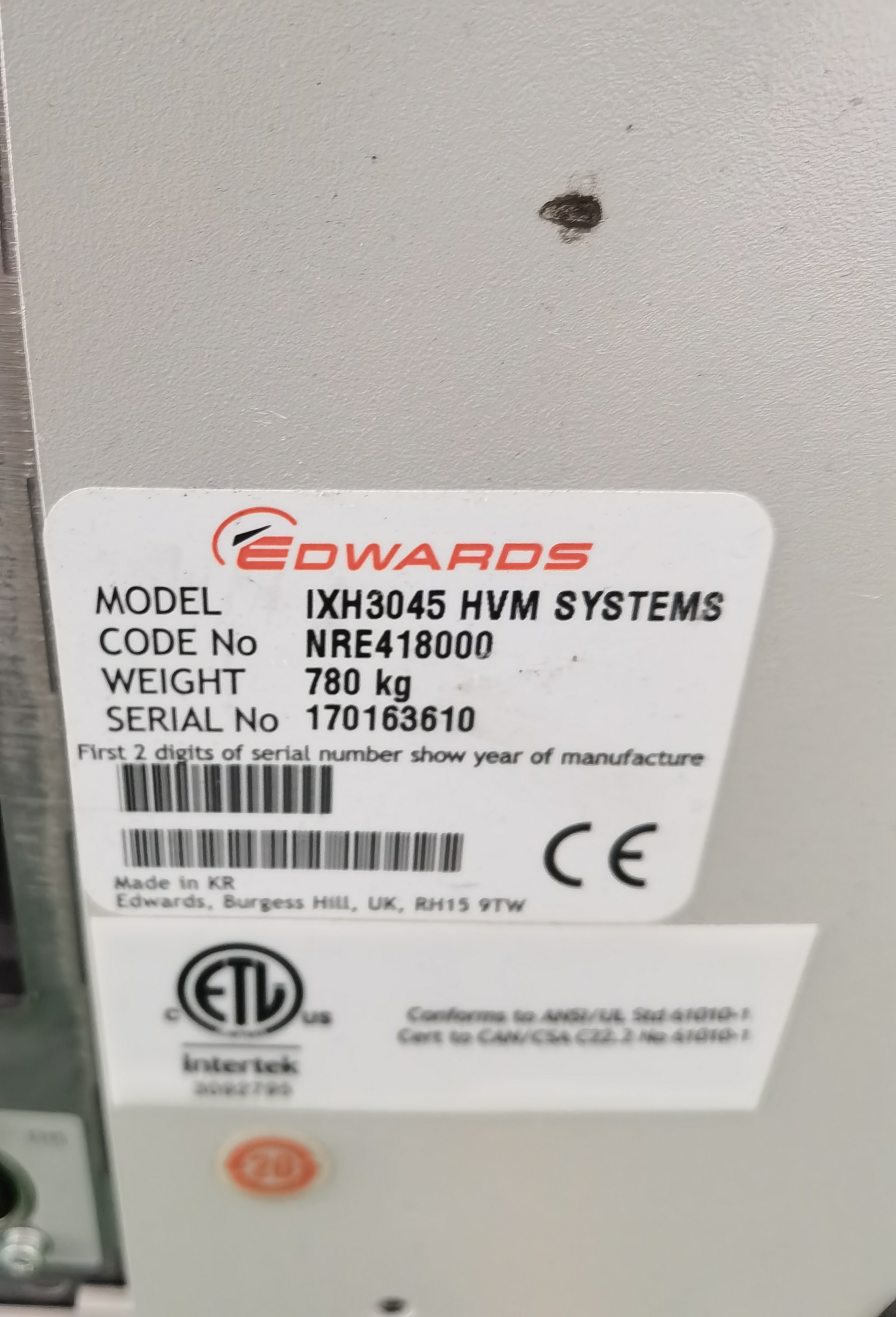 EDWARDS  Vacuum Pump IXH3045 HVM SYSTEMS