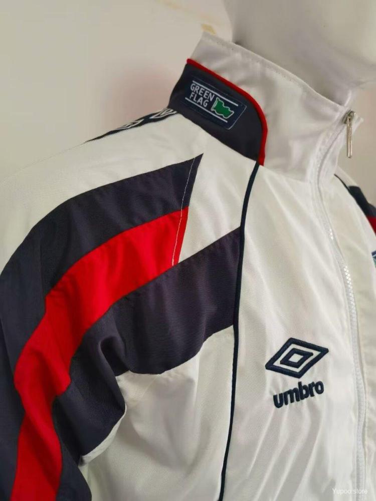 24-25 England White Long-Sleeve Zipper Windbreaker