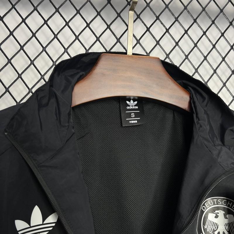 Germany 2024 Black Long sleeves zipper Windbreaker