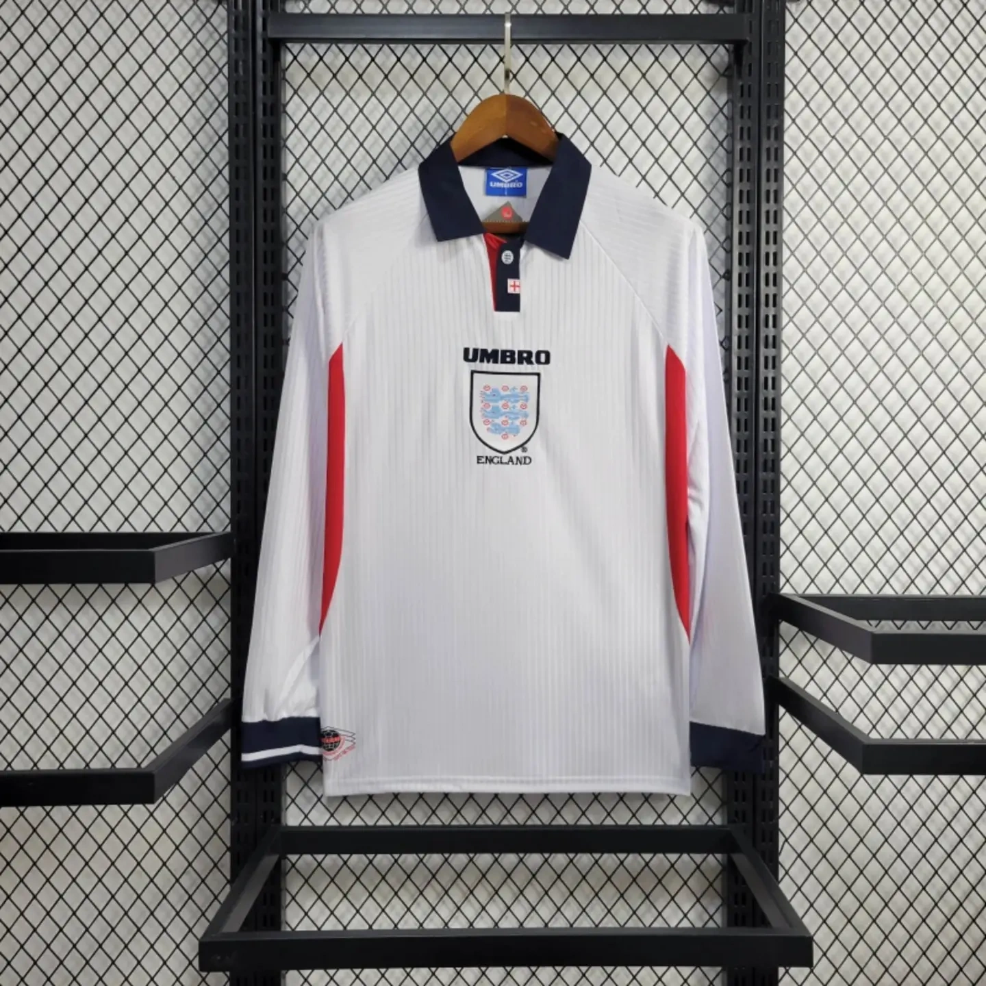 Retro England 1998 Home Stadium Long Sleeve Jersey