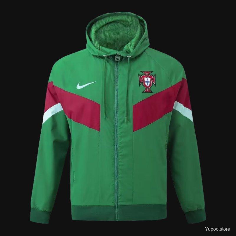 Portugal 2024 Long sleeves zipper Green Windbreaker